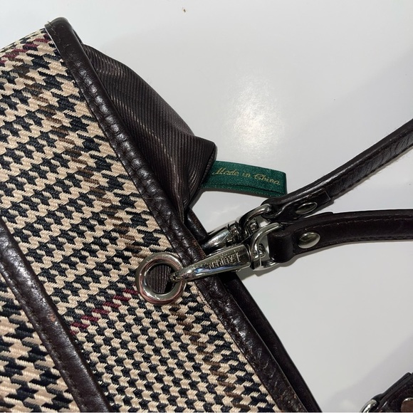 Ralph Lauren Vintage Mini Tote  Bag Beige‎ Brown Houndstooth Tartan Plaid Purse - Picture 12 of 12
